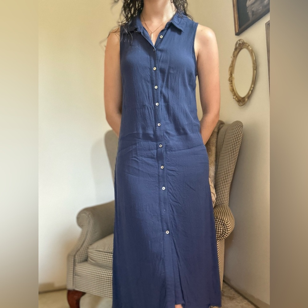 Forever 21 blue button down dress